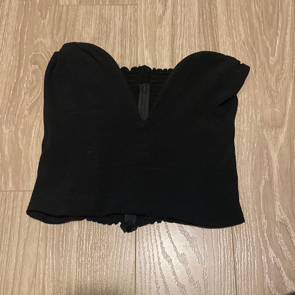 Black strapless top